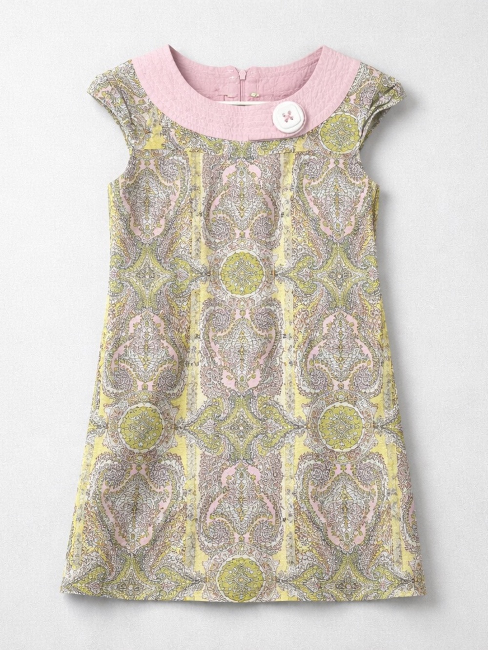 KC Parker pink and green print shift dress with cap sleeves size 6